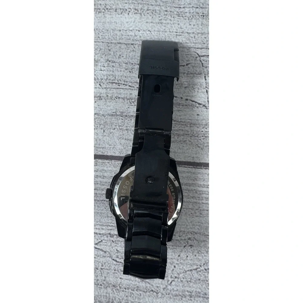 Fossil Black Stainless Steel Crystal Accent Watch For Parts‎